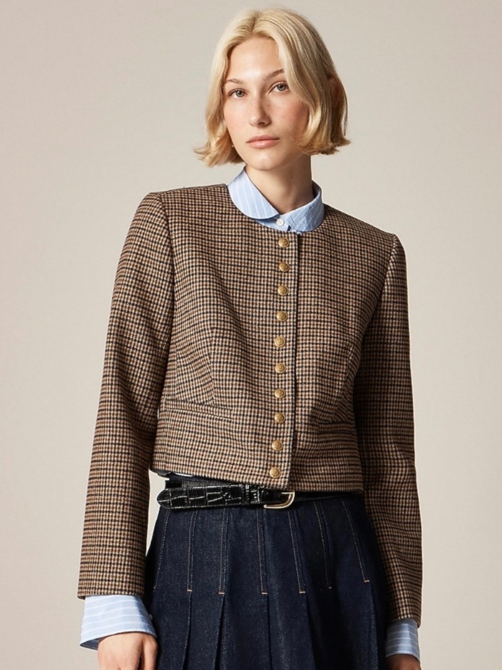 NWT J. Crew Bridgette lady jacket in houndstooth wool blend size 0